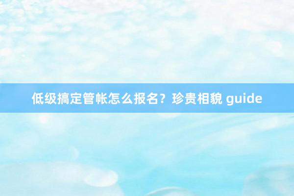 低级搞定管帐怎么报名？珍贵相貌 guide